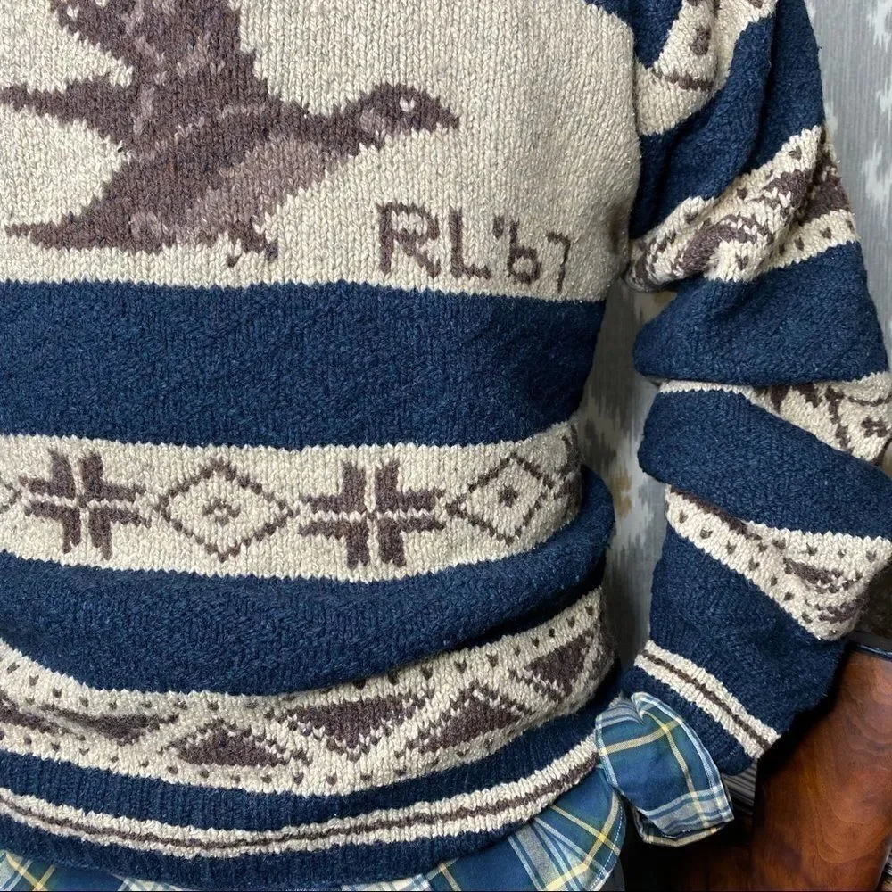 Polo Sport 1999 Vintage RL67  Hand-knit Mallard Duck Sweater